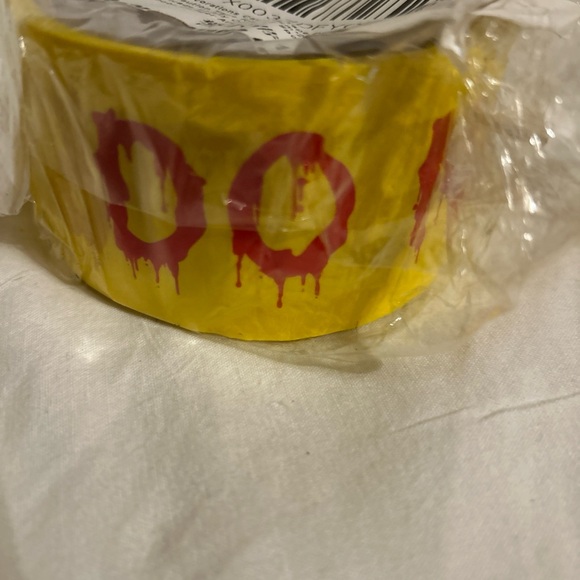 Caution Tape 4.8cmx25m Yellow Do Not Enter Warning Tape with Blood halloween - Picture 6 of 10